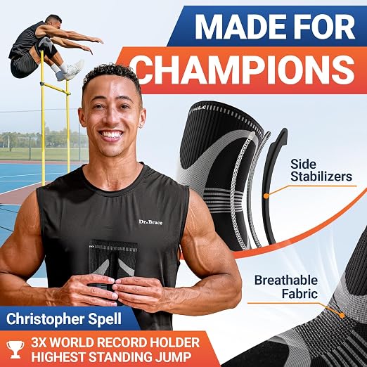 DR. BRACE ELITE Knee Brace with Side Stabilizer (2 Pack) Knee Brace | for Women & Men, Workout, Sports, Daily Knee Compression Sleeve for Maximum Knee Pain Support & Fast Recovery