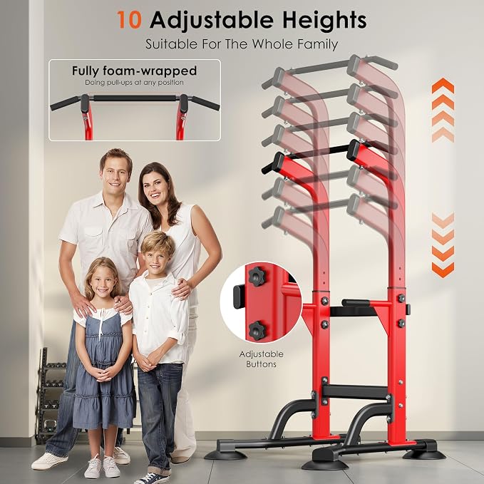 SogesPower Power Tower Dip Station Pull Up Bar for Home Gym Adjustable Height Strength Training Workout Equipment,Pull Up Bar Station