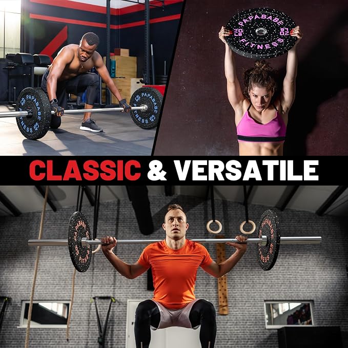 2" Bumper Plates Set Olympic Weight Plates for Barbell Strength Training | Papababe 2Inch Weights Plates Set, Floor Protective Plates, 20-600lbs Rubber Bumper Plates for Weightlifting, Bench Press