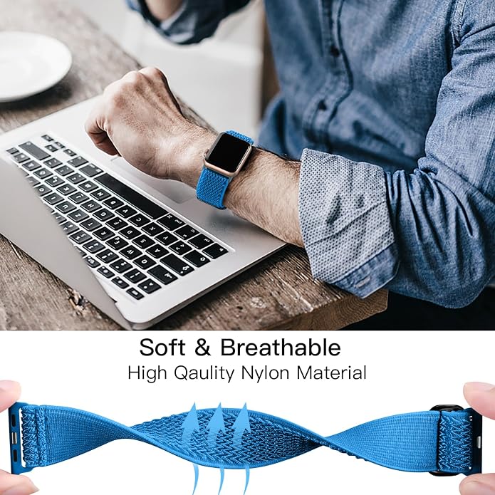 Lerobo Stretchy Nylon Solo Loop Band, Compatible with Apple Watch Series 11 10 9 8 7 6 5 4 3 SE3/2/1 Ultra3/2/1, Adjustable Strap for iwatch Band 44mm 45mm 46mm 49mm 42mm 40mm 41mm 38mm for Women Men