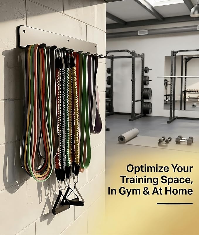 9 Hook Wall Mount Gym Storage Rack, Heavy-Duty Fitness Equipment Organizer | Thickened 3mm Steel Construction with Wide-Spaced Hooks Helps Prevent Crowding and Keeps Gear Easy to Access