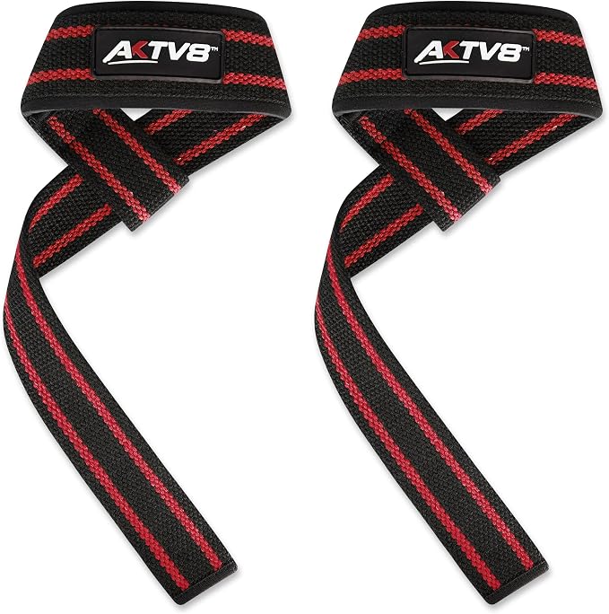 AKTV8 Lifting Straps for Deadlifts, 23 inch 4mm Padded Wrist Straps for Gym | Stronger Grip During Weight Lifting & Powerlifting, Heavy Duty Polyester-Cotton Gym Straps for Pull Ups, Rows & Heavier Lifts