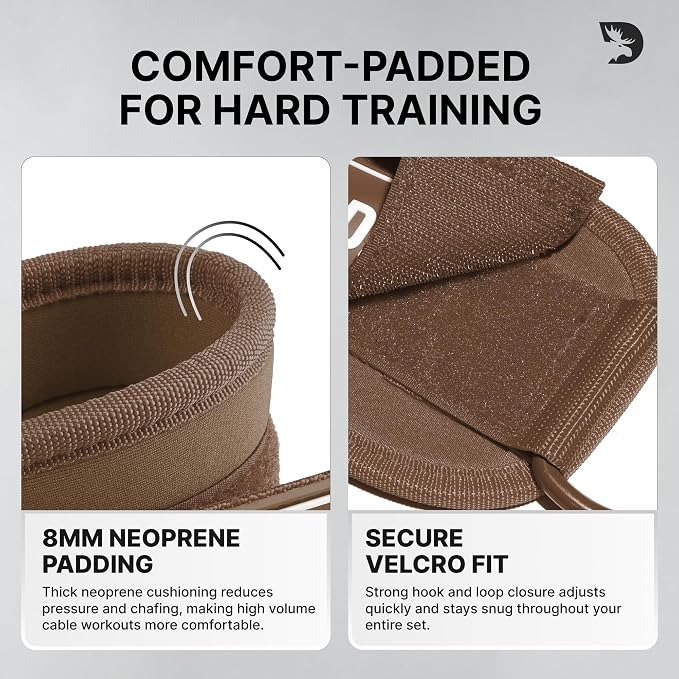 DMoose Ankle Strap for Cable Machine - One Size Fit with Premium Padding, Workout Kickback Ankle Cuffs, Ankle Bands for Working Out, Booty Workouts, Leg Extension, Hip Abductors & Lower Body Exercises