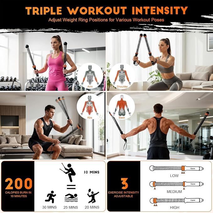 Adjustable Weights Cordless Battle Ropes,Portable Ropeless Battle Ropes for Home Gym with Storage Bag, Weighted Exercise Equipment for Low-Impact Workout, Strength & HIIT, for Men & Women