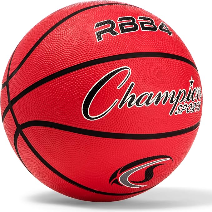 Champion Sports Rubber Basketballs – Durable Indoor & Outdoor Training & Recreational Game Balls, Multiple Sizes & Colors