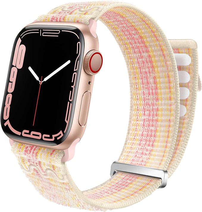 Sport Loop Nylon Band Compatible with Apple Watch Band 38mm 40mm 41mm 42mm 44mm 45mm 49mm Ultra 2 iWatch Series 9 8 7 6 SE 5 4 3 2 1 Strap, Fit for iPhone Watch Band Women Men Stretchy | Nylon Sport Loop Wristband Compatible with Apple Watch Ultra 2 38...
