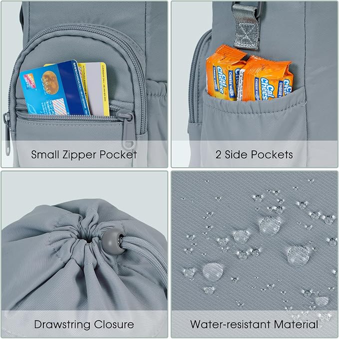 sportsnew 40oz Insulated Crossbody Water Bottle Bag Gym Hiking Phone Pocket | Water-resistant Lining, Padded Strap, Top Handle, Drawstring, Phone Pocket, Elastic Slots, Built-In Key Clip for Gym Walking