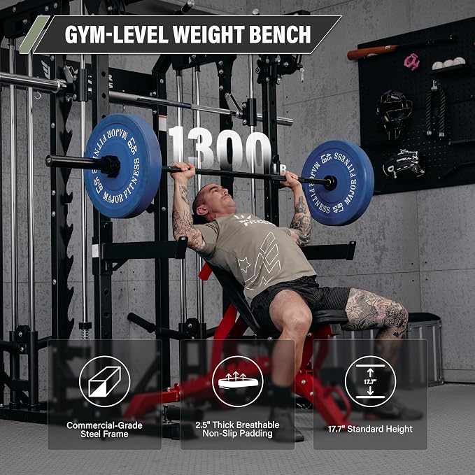 MAJOR FITNESS Weight Bench, Adjustable Workout Bench for Strength Training, Bench Press, and Full-Body Workouts for Home Garage Gym
