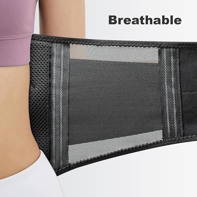 AllyFlex Sports® Lightweight Back Brace for Men & Women Under Uniform, Dual Medical 3D Lumbar Pads for Lower Back Pain Relief, Breathable Mesh with Adjustable Stapes for Back Stress - M