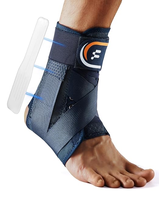 Ankle Brace for Men Women with Removable Side Splints Figure 8 Strap | Quick Lace Up Design , Sprain & Swelling Recovery Support , Achilles Tendon Relief , Basketball Volleyball Running Stability