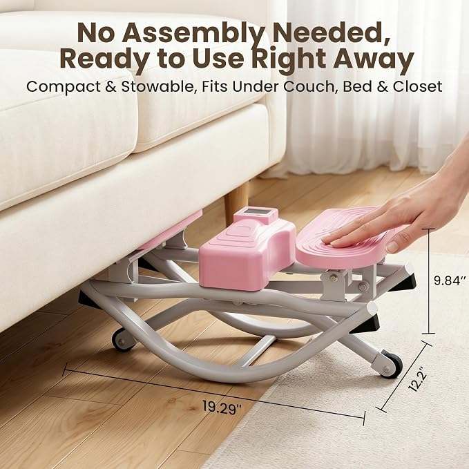 Rock Stepper for Home Exercise, Side-to-Side Mini Stepper with Bands, Low-Impact Cardio for Glutes Legs Core, Quiet LCD Fitness Machine