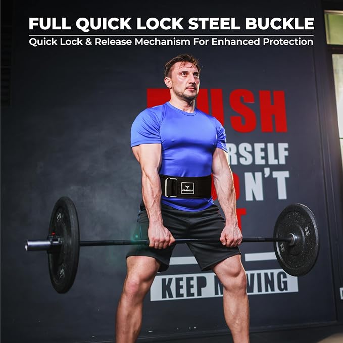 Quick Locking Weight Lifting Belt - Adjustable Lifting Belt for Powerlifting, Squat, Deadlift and Back Support, 4 inch Gym Belt for Men and Women