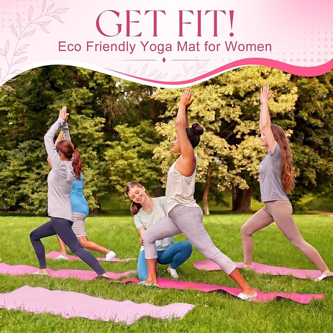 Funtery 3 mm Thin Yoga Mats Bulk, 68 x 24 Inches Lightweight PVC Exercise Mats Non Slip Workout Fitness Pads for Yoga Pilates Stretching Classes Gym Home Studio
