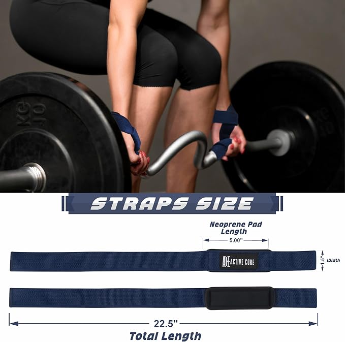 Lifting Wrist Straps for Weightlifting, Weight Lifting Straps Gym Strength Training, Neoprene Padded Wrist Support, Deadlift Straps for Men & Women, 22.5 Inch Cotton