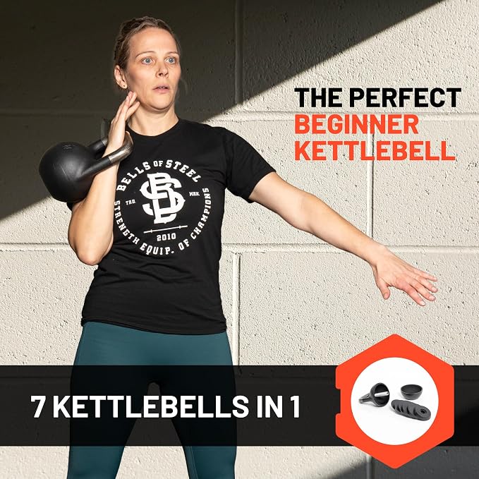 Adjustable Kettlebell 6-12kg [Bells of Steel] Kettle Bell Weight Set, Steel Shell, Internally-Loaded for Full Body Workouts, Competition Standard, 35mm Handle