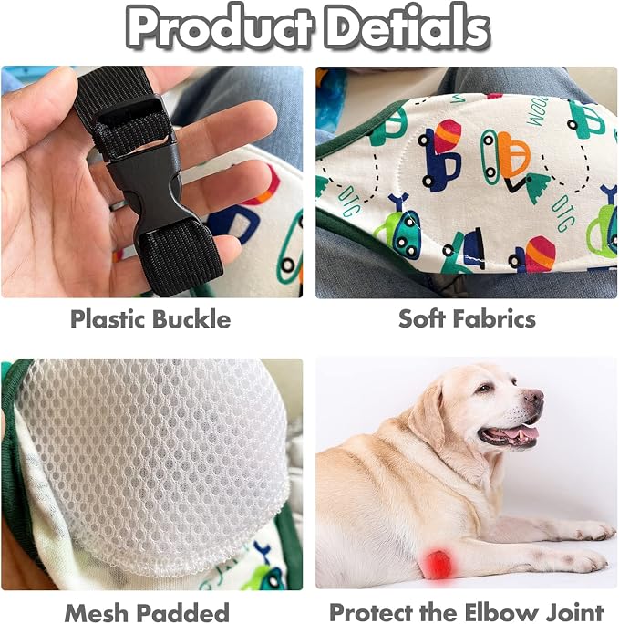 HDKUW Dog Elbow Protector, Dog Front Leg Recovery Sleeve for Prevent Licking Wound, Elbow Sleeves with Mesh Pad for Medium Large Dogs Rainbow L