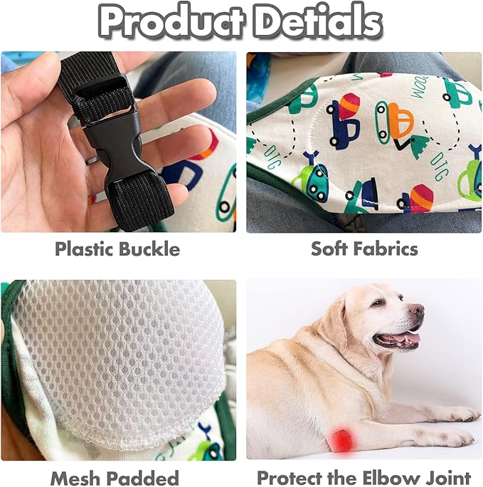 HDKUW Dog Elbow Protector, Dog Front Leg Recovery Sleeve for Prevent Licking Wound, Elbow Sleeves with Mesh Pad for Medium Large Dogs Owl 3XL