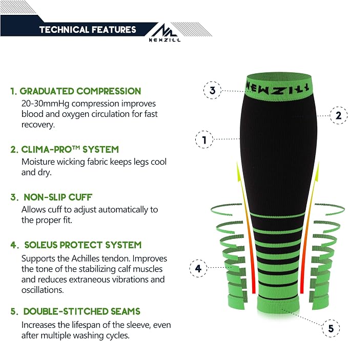 NEWZILL Compression Calf Sleeves (20-30mmHg) for Men & Women Perfect Option to Compression Socks for Running Travel Nursing