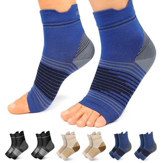 6 Pairs Compression Socks Men & Women Ankle Brace Plantar Fasciitis Socks | Ankle Compression Sleeve with Arch Support for Plantar Fasciitis Relief, Achilles Tendonitis Relief, Heel Pain & Swelling