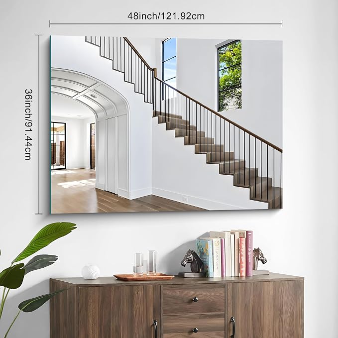 36"x48" Frameless Mirror, Frameless Bathroom Mirror for Over Sink, Rectangle Home Gym Mirror for Wall, Upgraded Shatterproof Wall Mount for Bedroom, Living Room, Dance Studio, Entryway