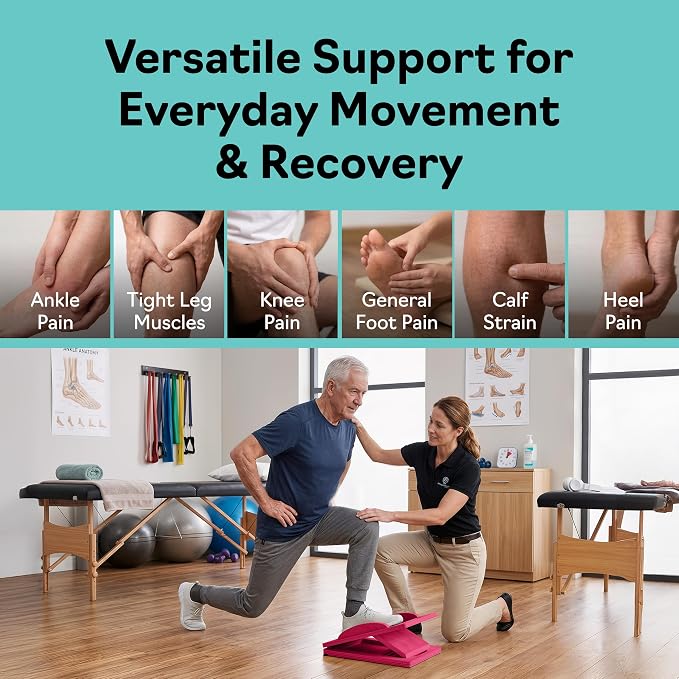 Slant Boards for Exercise, Wooden Slant Board, Calf Stretch Board with 7 Incline Angles, Velour Board, Balance Board & Calf Stretcher, Portable Incline Board for Physical Therapy, Ankle Mobility, Heel & Knees