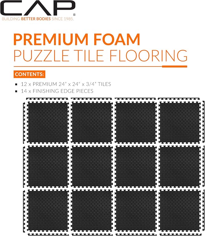 CAP Puzzle Exercise Mats | 3/4” Thick EVA Interlocking Foam Tiles for Home Gym Flooring | Multiple Options