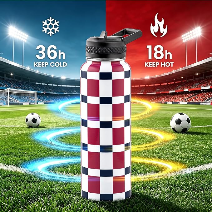 RAYMYLO Insulated Water Bottle 40 oz, Triple Wall Vacuum Stainless Steel | (Cold for 36Hrs, Hot for 18Hrs), Leak Proof & Non-BPA, Modern Water Flask Jug with Paracord Handle & Straw Spout Lids
