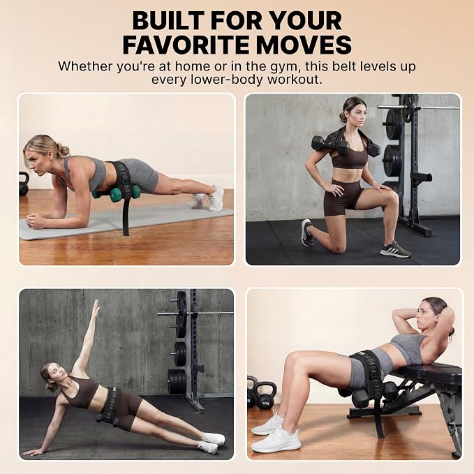 DMoose Fitness Hip Thrust Belt - Dual-Strap Glute Builder for Dumbbells, Plates, Kettlebells (Supports up to 700 lbs) - Comfortable Padded Booty Belt for Home & Gym