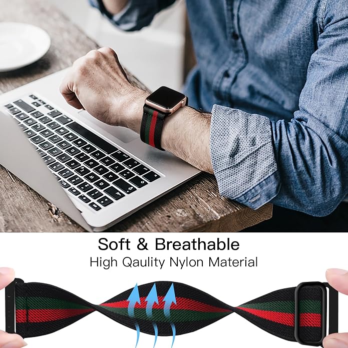 Lerobo Braided Band Compatible with Apple Watch Series 11 10 9 8 7 46mm 45mm 41mm Ultra SE 3 2 1 49mm Series 6 5 4 3 44mm 40mm 38mm 42mm Men iWatch Bands Women Stretchy Nylon Solo Loop Sport Strap