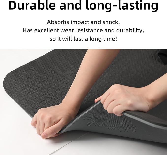 PAIDU POE Yoga Mat （10mm）Extra Thick Fitness Mat 72"x24" with Carry Strap | Non-slip, tear-resistant and suitable for all ages, perfect for yoga, Pilates, home gym and full-body workouts.