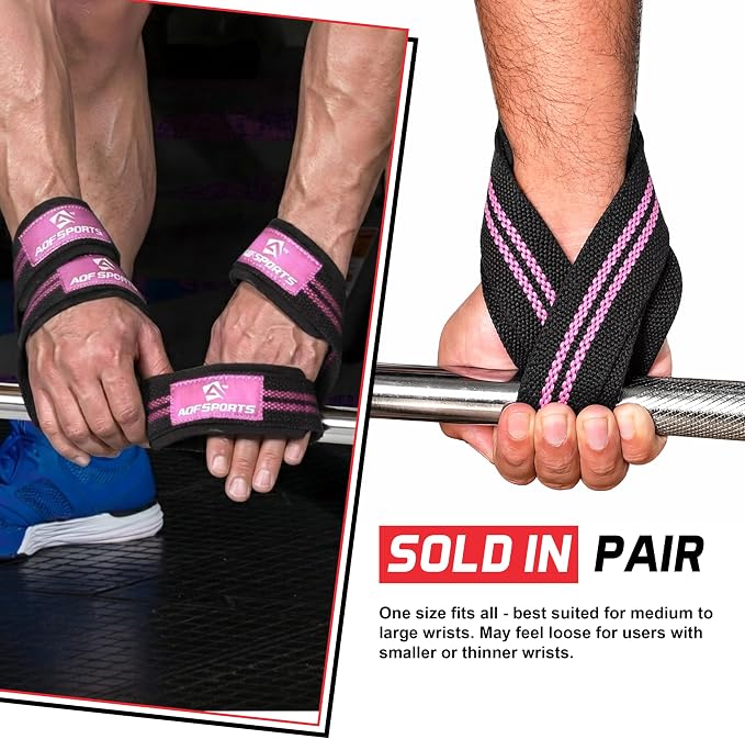 AQF Figure 8 Weight Lifting Straps, Padded Cuff Support for Deadlift