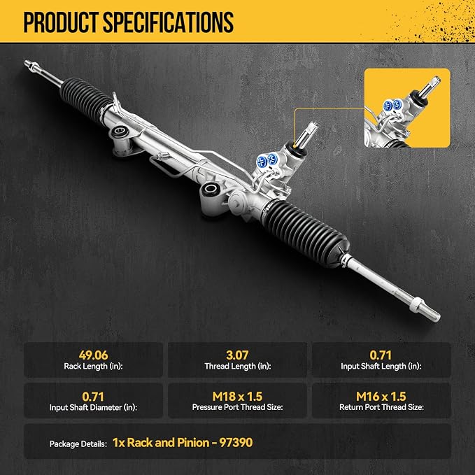 KAC Power Steering Rack and Pinion Replacement for Jeep Liberty 2008-2012 All Models, Dodge Nitro 2007-2011 All Models, Hydraulic Rack and Pinion Replace 97-390