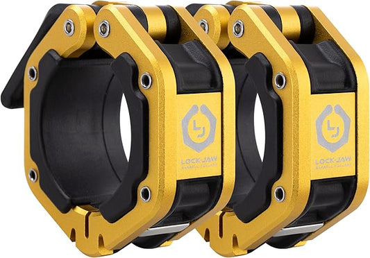 Lock-Jaw Flex Barbell Collars Olympic Barbell Clamps w/Magnet 2 Pcs – Heavy Duty Bar Clamps for 2” & 50mm Olympic Bars – Secure Weight Bar Clamps for Strength Training & Home Gym Accessories