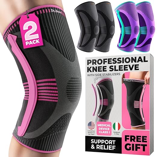 DR. BRACE ELITE Knee Brace with Side Stabilizer (2 Pack) Knee Brace | for Women & Men, Workout, Sports, Daily Knee Compression Sleeve for Maximum Knee Pain Support & Fast Recovery