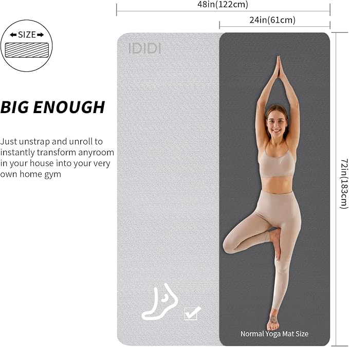 8mm & 10mm Thick Large Yoga Mat (6'x 4') - Extra Long and Wide Workout Mat for Men and Women, Non-Slip POE Fitness Mat, Eco-Friendly Exercise Mat for Home Workouts, Ideal for Yoga and Pilates