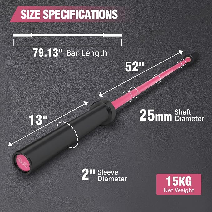 PROOFGOLD 6.6ft Olympic Barbell Bar,35Lb(15kg) Womens Barbell,Bench Press Bar for Squats and Deadlifts,2 Inch Olympic Weight Bar for Home Gym,500LB/700LB