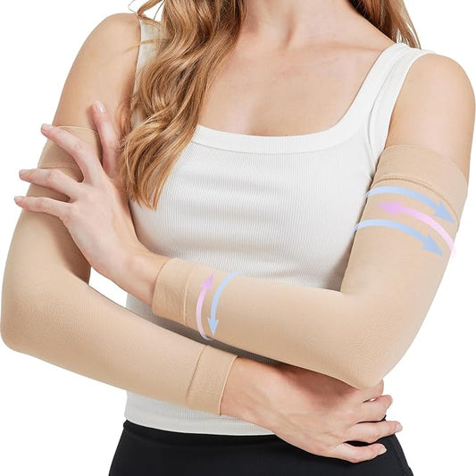 Lymphedema Arm Compression Sleeves for Women 20-30 mmHg Full Arm Support for Swelling Relief & All-Day Wear