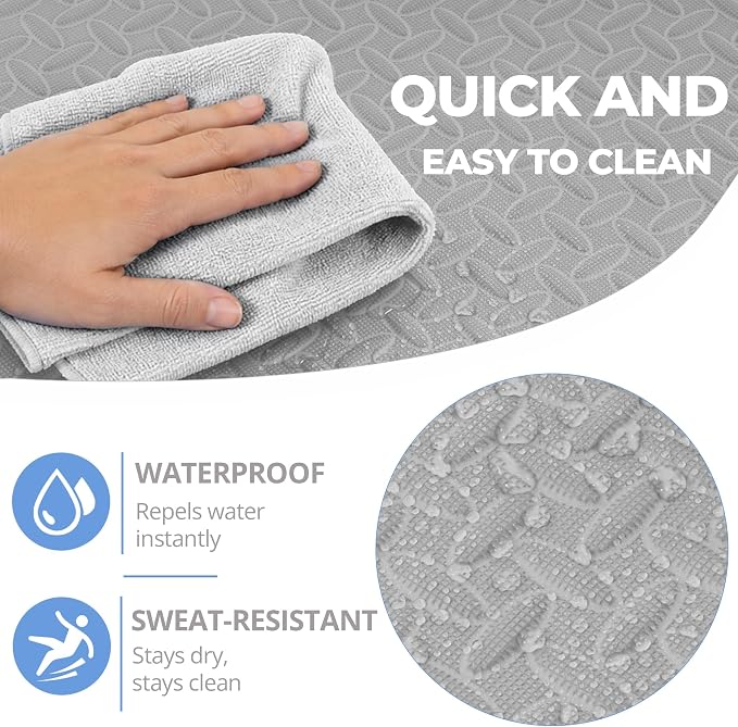 HulkFit Puzzle Exercise Mat, 3/4 Inch EVA Interlocking Foam Gym Flooring for Home Gym, Garage, Apartments, High-Density Shock-Absorbing Floor Tiles for Workout Equipment, MMA, Gymnastics, 24 Tiles