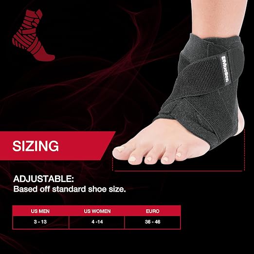 MUELLER Sports Medicine Adjustable Ankle Brace for Men and Women, Ankle Stabilizer for Compression and Pain Relief Support, Ideal for Sprains, Strains, Arthritis, Black, One Size