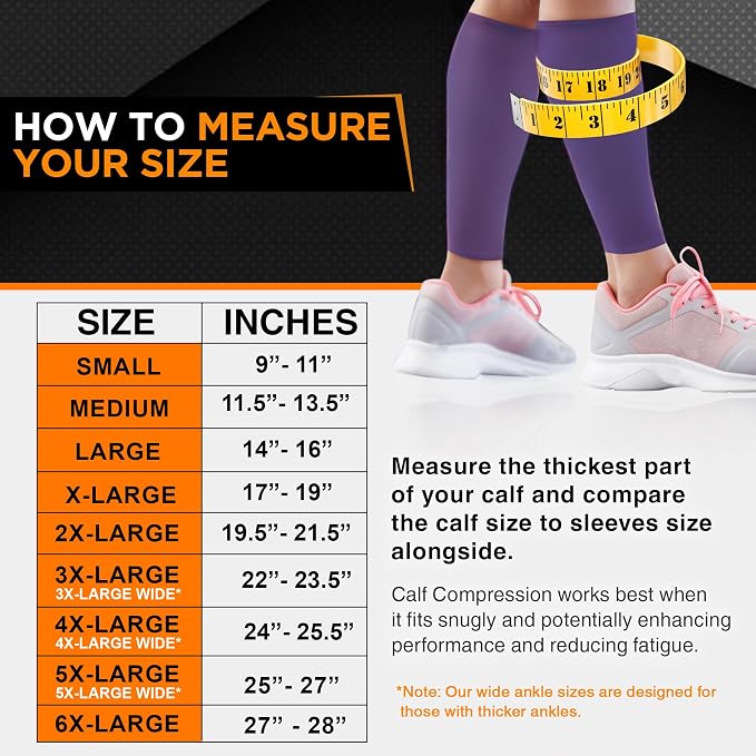Doc Miller Compression Calf Sleeve for Men & Women, 20-30mmHg | Graduated Support for Running, Shin Splints, Calf Strain, Knee High, Small to 6XL Plus Size