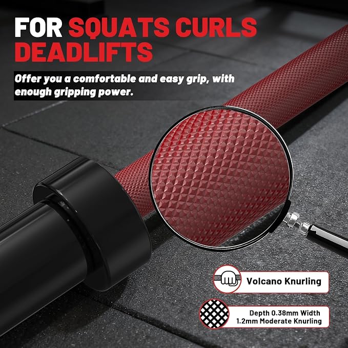 PAPABABE 7ft Barbell 45lb Olympic Barbell 1000/1500lbs Capacity Home Gym | 7ft 45lb 2" Olympic Barbell, 1000/1500lbs Capacity, Hybrid Needle Bearings & Bushings for Squat Curl Deadlift