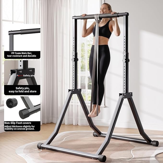 Foldable Pull Up Bar Station 66.1''-84.6'' Power Tower