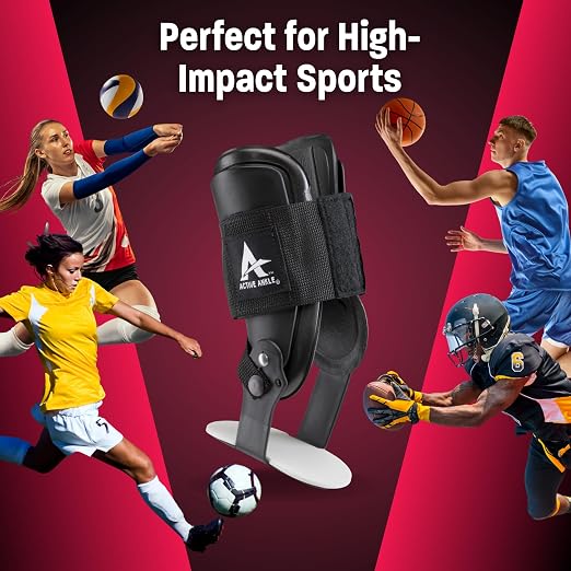 Active Ankle T2 Ankle Brace, Black Ankle Support for Men & Women, Ankle Braces for Sprains, Stability, Volleyball, Cheerleading, Large