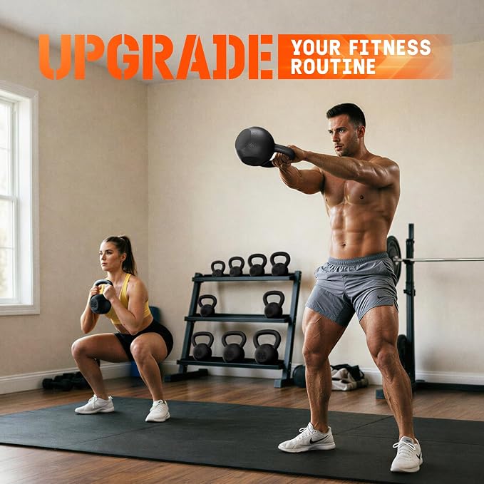Yes4All Cast Iron Kettlebell, Strength Training Kettlebells 5-80 Lb (5,10,15,20,25,30,35,40,45,50,60,70,80 Lb) for Full Body Workout, Push up, Strength Training - Single & Kettlebell Set of 2 for Men