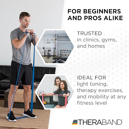THERABAND Professional Resistance Band, Blue Level 4 Extra Heavy, 5 ft | Elastic resistance band for exercise, strength training, stretching and physical therapy - ideal for home workouts