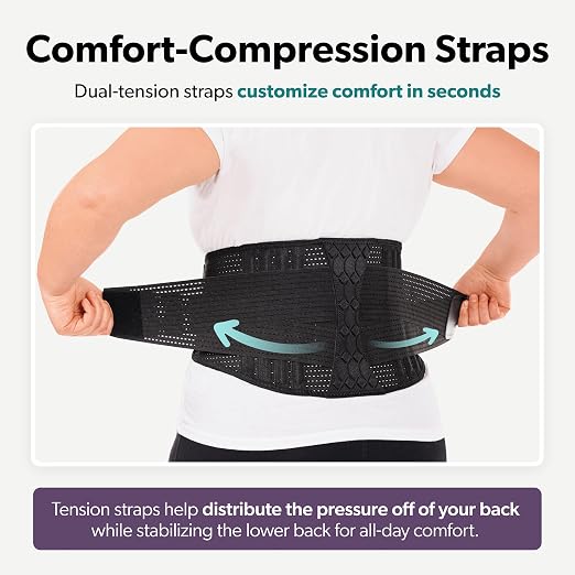BraceAbility Lumbar Brace for Men and Women - Lower Back Support Belt for Lifting, Work, Standing All Day - Breathable Mesh, Flexible Comfort Fit for Everyday Wear - Adjustable Compression (S Black)