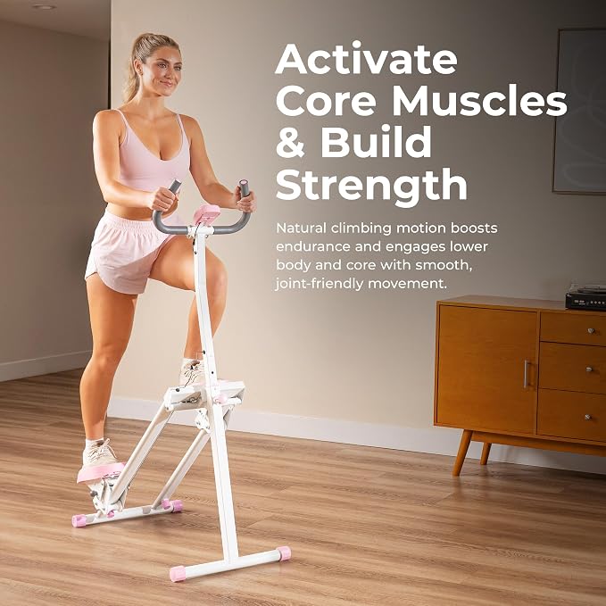 Sunny Health & Fitness Stair Stepper for Home | SunnyFit App Connection, Long Stride Length, Home Gym Exercise, Compact Foldable, Leg and Glute Training