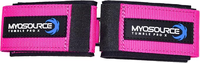 Tumble Pro X Ankle Straps Kit – Cheerleading Standing Tumbling Equipment, Gymnastics Backhandspring Trainer – Includes Flexibility Stunt Stretch Strap – Blue, Pink, Purple