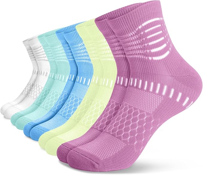 IRAMY Ankle Compression Socks for Women Men Plantar Fasciitis Relief 3/5 Pairs Cushioned Athletic Running Socks