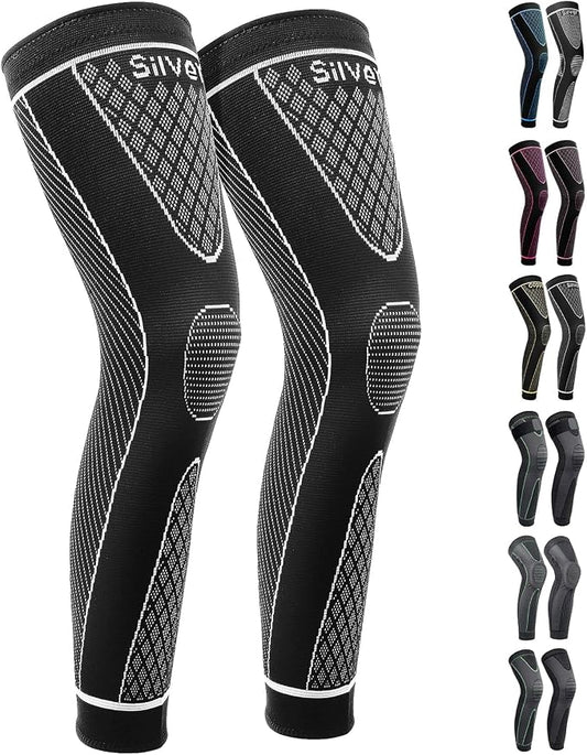 SKDK Full Leg Sleeves Long Compression Leg Sleeve Knee Sleeves Protect Leg, for Man Women Basketball, Arthritis Cycling Sport